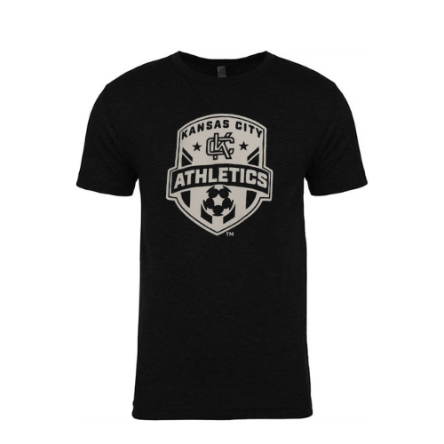 SALE--Black Raised Vinyl Crest Short Sleeve T-Shirt