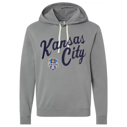 Grey Comfort Colors Cursive Kansas City Hoodie