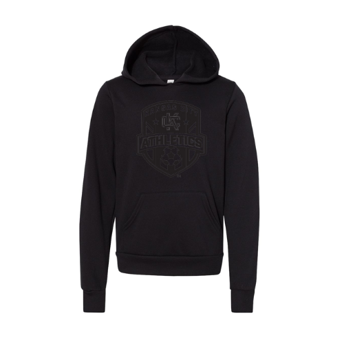 Heathered Black with Black Logo Hooded Sweatshirt